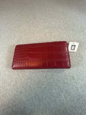 Anne Klein Red Croc-Embossed Zip-Around Wallet